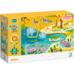 Afrika puzzle kivehető elemekkel 18 darabos