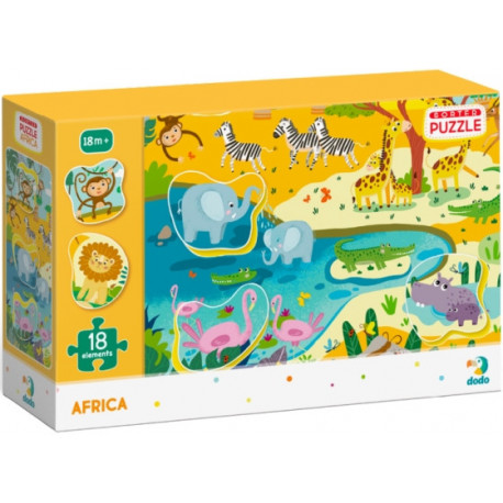 Afrika puzzle kivehető elemekkel 18 darabos