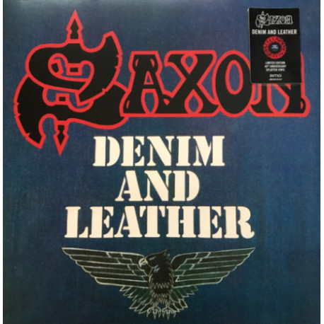 LP Saxon: Denim And Leather (40th Anniversary Limited, Reissue, Remastered Red with Black Splatter Edition)