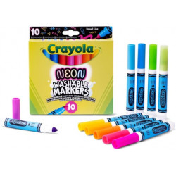 10 darabos vastag hegyű lemosható neon színű filctoll készlet