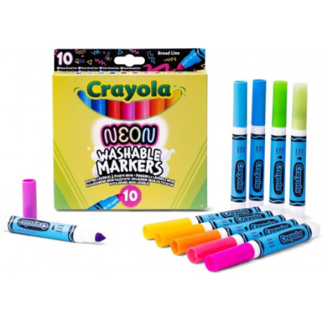 10 darabos vastag hegyű lemosható neon színű filctoll készlet